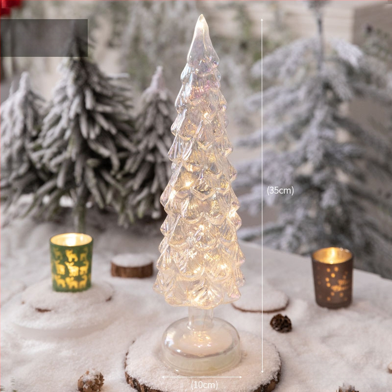 Jackie стъклена коледна елха — настолна осветена украса в европейски стил (Материал: стъкло; Марка: Jackie; Използване: настолна украса; Категория: коледна елха; IP: Не)