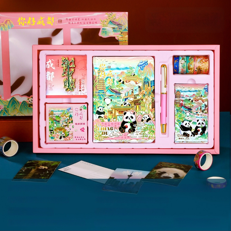 City Notes Napló Készlet – Utazási Látnivalók téma, Papír Napló, Kirakós Szalag és Matricák, Aláírás Toll, Modern Művészeti Ajándékcsomag