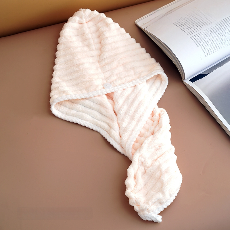 Nedves hajra szárító női sapka, nedvszívó, turbán, kettős réteg, korál fleece anyag, 150D szál, hat szálas szövés, súly kevesebb mint 30 g