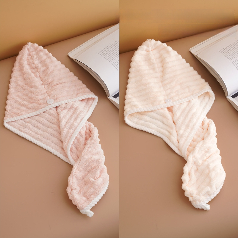 Nedves hajra szárító női sapka, nedvszívó, turbán, kettős réteg, korál fleece anyag, 150D szál, hat szálas szövés, súly kevesebb mint 30 g