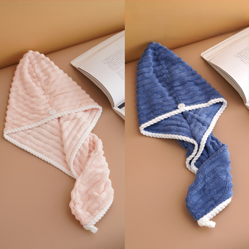 Nedves hajra szárító női sapka, nedvszívó, turbán, kettős réteg, korál fleece anyag, 150D szál, hat szálas szövés, súly kevesebb mint 30 g