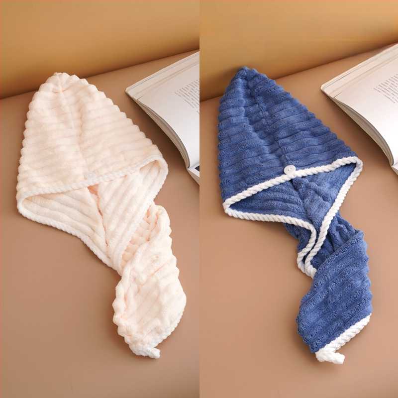 Nedves hajra szárító női sapka, nedvszívó, turbán, kettős réteg, korál fleece anyag, 150D szál, hat szálas szövés, súly kevesebb mint 30 g