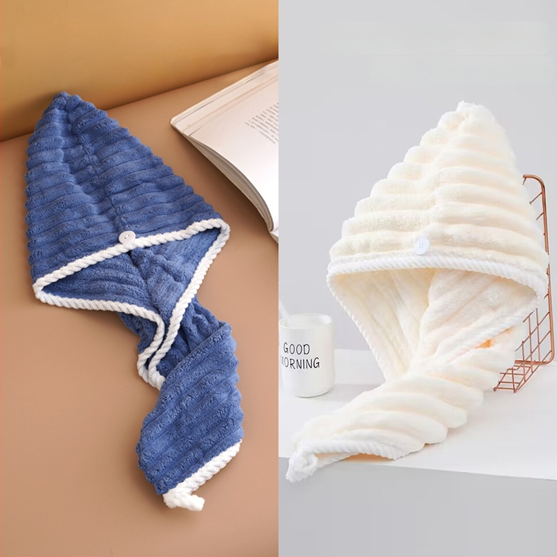 Nedves hajra szárító női sapka, nedvszívó, turbán, kettős réteg, korál fleece anyag, 150D szál, hat szálas szövés, súly kevesebb mint 30 g