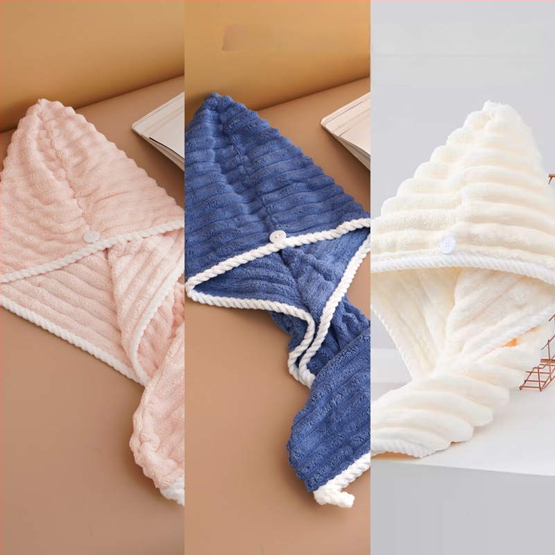 Nedves hajra szárító női sapka, nedvszívó, turbán, kettős réteg, korál fleece anyag, 150D szál, hat szálas szövés, súly kevesebb mint 30 g