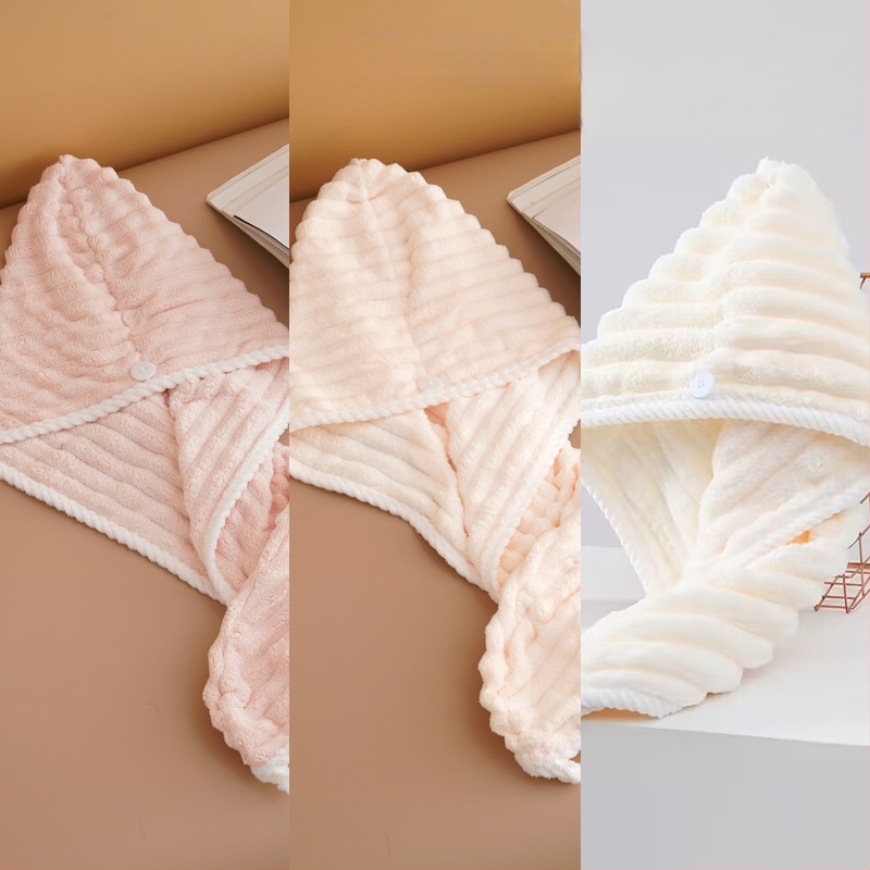 Nedves hajra szárító női sapka, nedvszívó, turbán, kettős réteg, korál fleece anyag, 150D szál, hat szálas szövés, súly kevesebb mint 30 g