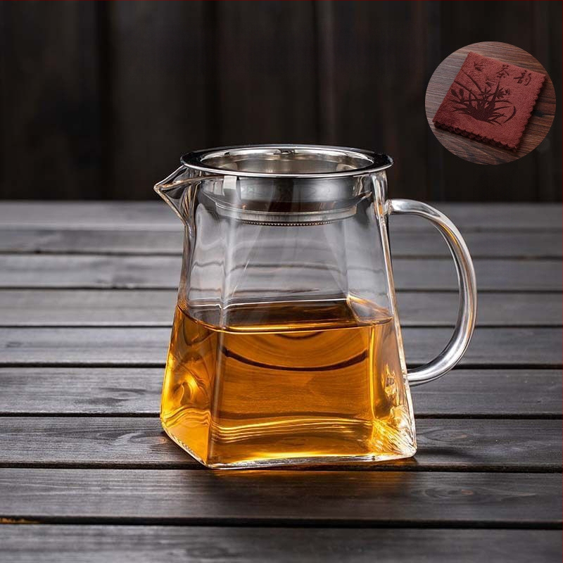 Σετ τσαγιού από θερμοανθεκτικό παχύ γυαλί με ενσωματωμένο φίλτρο για τσάι και φίλτρο έγχυσης