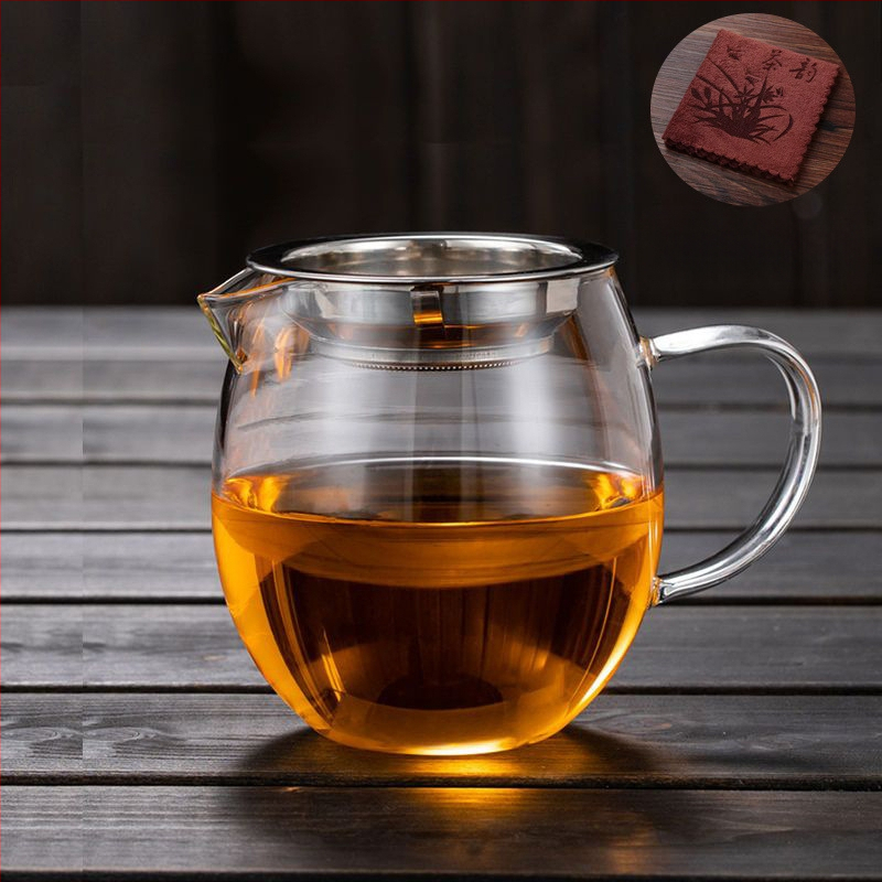 Σετ τσαγιού από θερμοανθεκτικό παχύ γυαλί με ενσωματωμένο φίλτρο για τσάι και φίλτρο έγχυσης