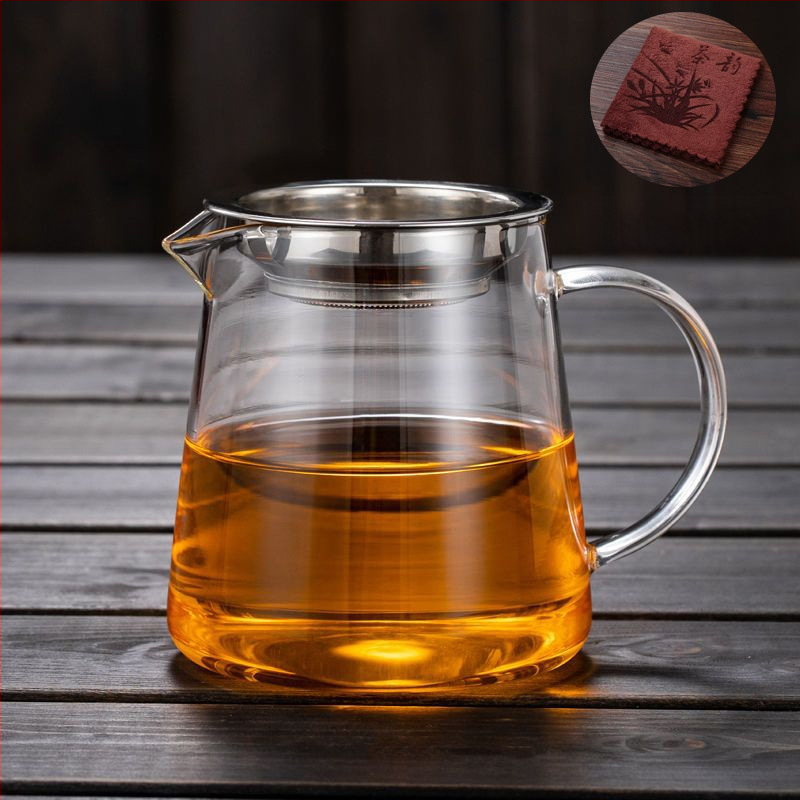 Σετ τσαγιού από θερμοανθεκτικό παχύ γυαλί με ενσωματωμένο φίλτρο για τσάι και φίλτρο έγχυσης