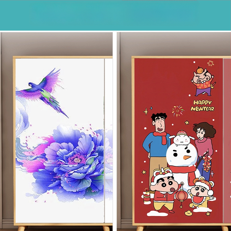 PVC lipnus stiklo plėvelė su animacijos raštu svetainei – 1 vnt.