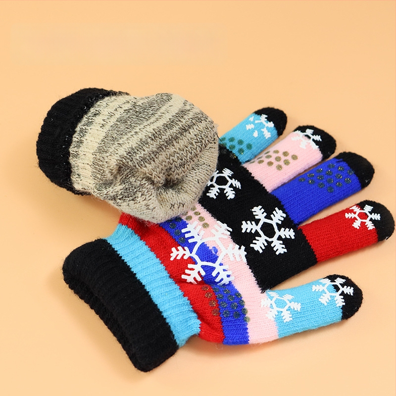 Vaikų žiemos pirštinės: megztos, jacquard raštas, palaiko šilumą, amžius 1–18