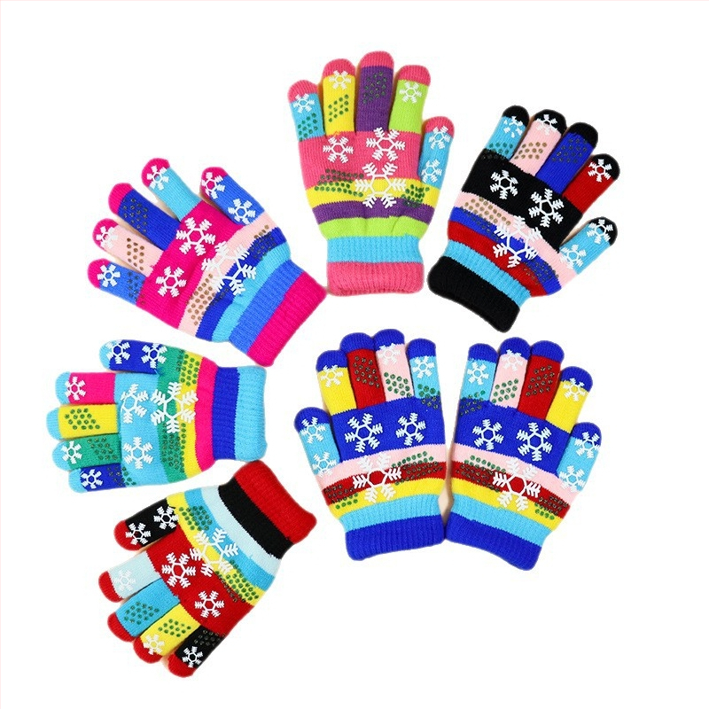 Vaikų žiemos pirštinės: megztos, jacquard raštas, palaiko šilumą, amžius 1–18