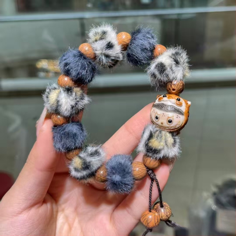 Koka rokassprādze, jauns ķīniešu stils, unisex, rokām darināta, karikatūras dizains