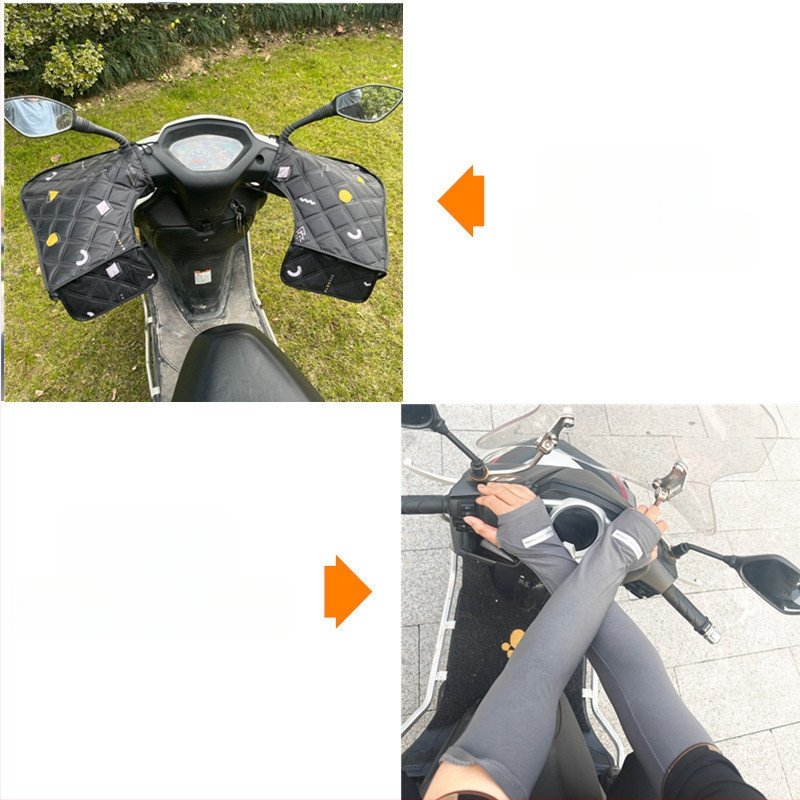 Lielas elektriskā motocikla saules aizsardzības cimdi ar vēja un ūdens izturību pavasarim un rudenim — Zīmols Unique; Materiāls: Cits; Importēts: Nē; Lietošana: Velosipēdu cimdi