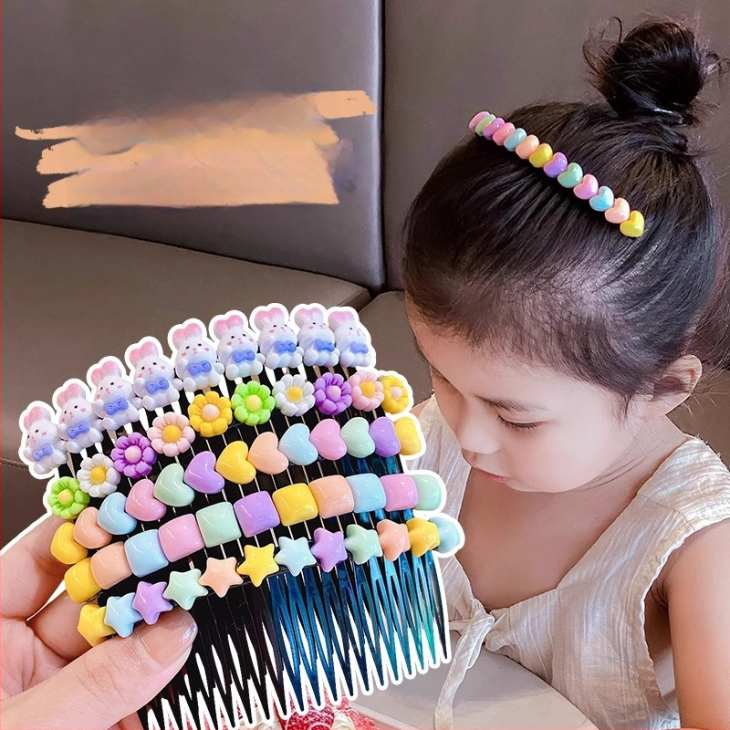 Детска фиба за коса със сърцевиден дизайн - метална щипка за чело в мультяшен стил (ръчна изработка, аксесоар за глава)