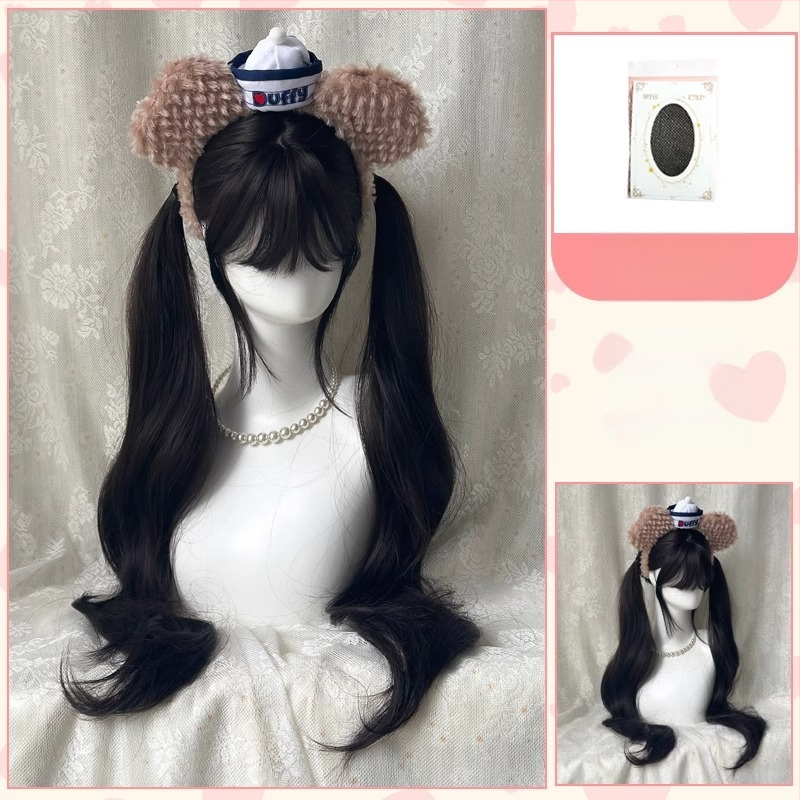 Parūka ar divām astiņām, garas viļņotas cirtas, pilna galva, augsttemperatūras šķiedras