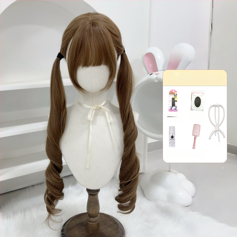 Parūka ar divām astiņām, garas viļņotas cirtas, pilna galva, augsttemperatūras šķiedras