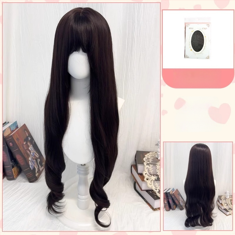 Parūka ar divām astiņām, garas viļņotas cirtas, pilna galva, augsttemperatūras šķiedras