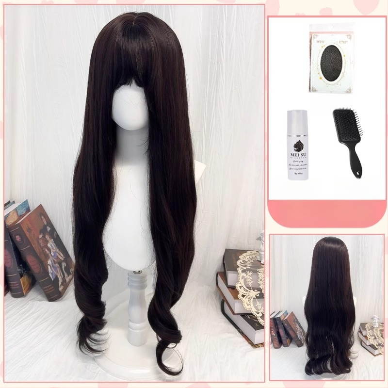 Parūka ar divām astiņām, garas viļņotas cirtas, pilna galva, augsttemperatūras šķiedras