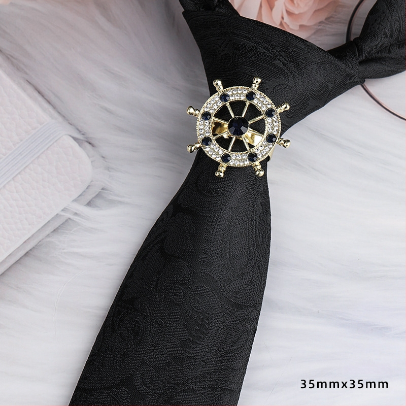 Унисекс клип за вратовръзка със кристали и цветен мотив, от сплав, жакардова обработка, електроплатиран