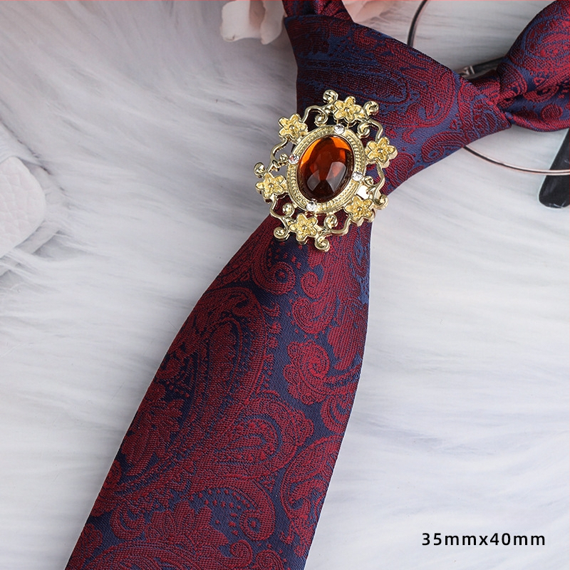 Унисекс клип за вратовръзка със кристали и цветен мотив, от сплав, жакардова обработка, електроплатиран