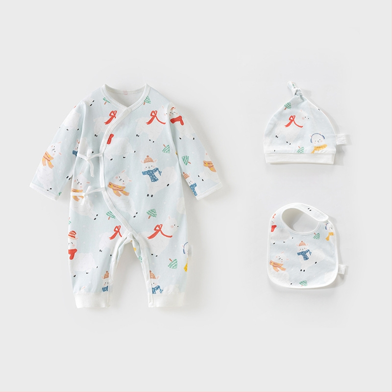 Naujagimių unisex medvilninis ilgomis rankovėmis kombinezonas, 100% medvilnė, amžius 0–12 mėnesių, pavasaris–ruduo