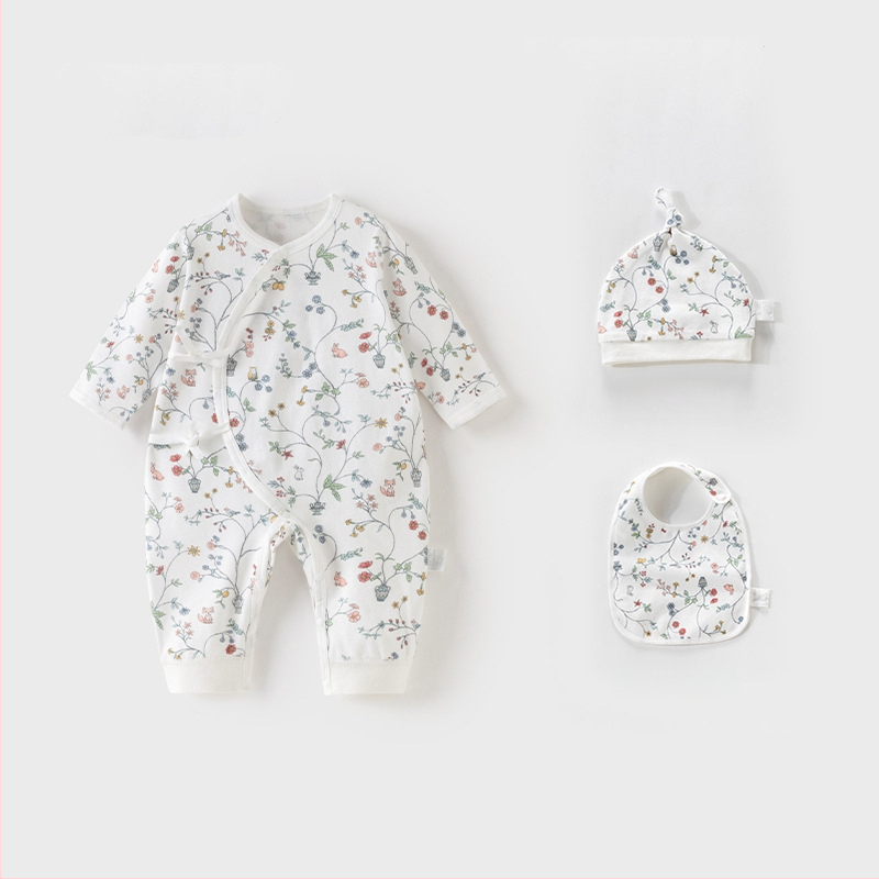 Naujagimių unisex medvilninis ilgomis rankovėmis kombinezonas, 100% medvilnė, amžius 0–12 mėnesių, pavasaris–ruduo