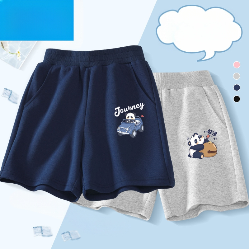 Vaikų kelių ilgio šortai - 100% medvilnė, aukštas liemuo su elastine juosta, Nezha Ao Bing raštas, vaikams nuo 8 metų