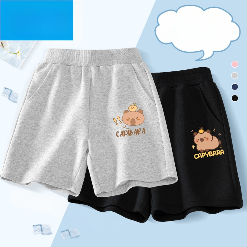 Vaikų kelių ilgio šortai - 100% medvilnė, aukštas liemuo su elastine juosta, Nezha Ao Bing raštas, vaikams nuo 8 metų