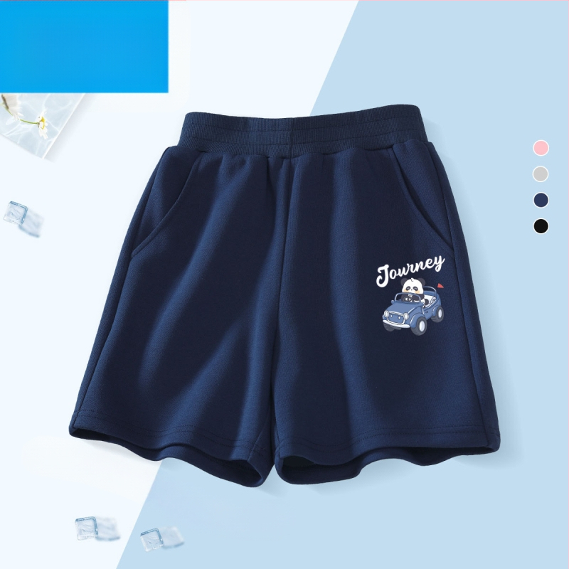 Vaikų kelių ilgio šortai - 100% medvilnė, aukštas liemuo su elastine juosta, Nezha Ao Bing raštas, vaikams nuo 8 metų
