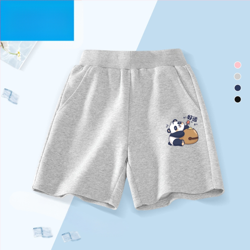 Vaikų kelių ilgio šortai - 100% medvilnė, aukštas liemuo su elastine juosta, Nezha Ao Bing raštas, vaikams nuo 8 metų