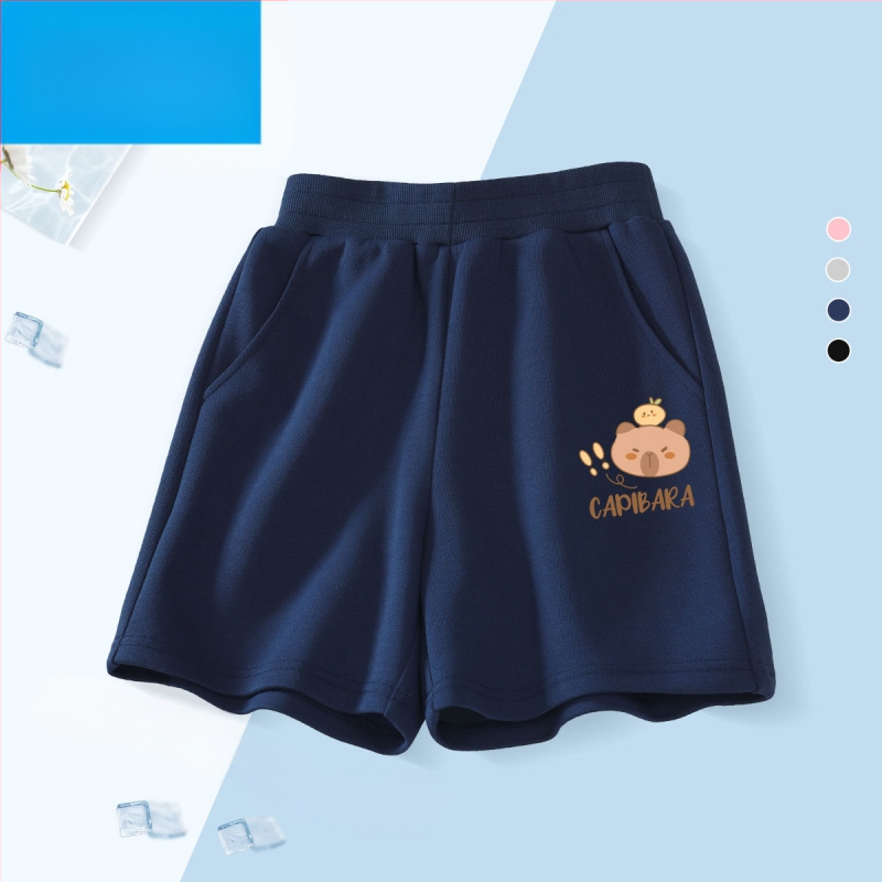 Vaikų kelių ilgio šortai - 100% medvilnė, aukštas liemuo su elastine juosta, Nezha Ao Bing raštas, vaikams nuo 8 metų