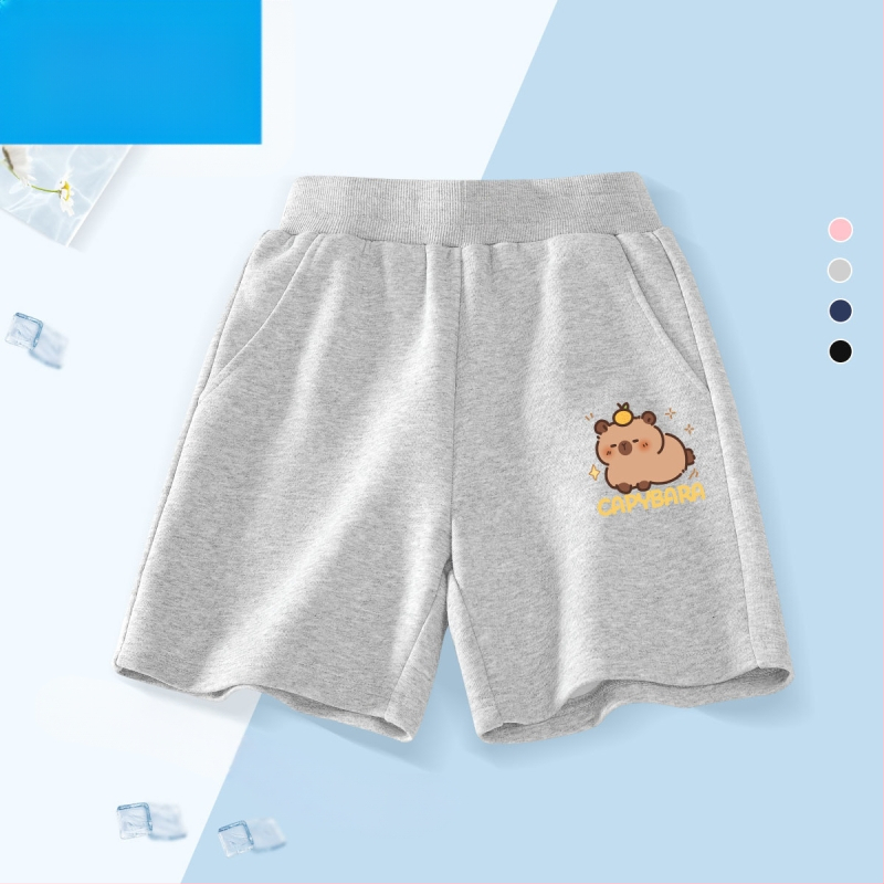 Vaikų kelių ilgio šortai - 100% medvilnė, aukštas liemuo su elastine juosta, Nezha Ao Bing raštas, vaikams nuo 8 metų