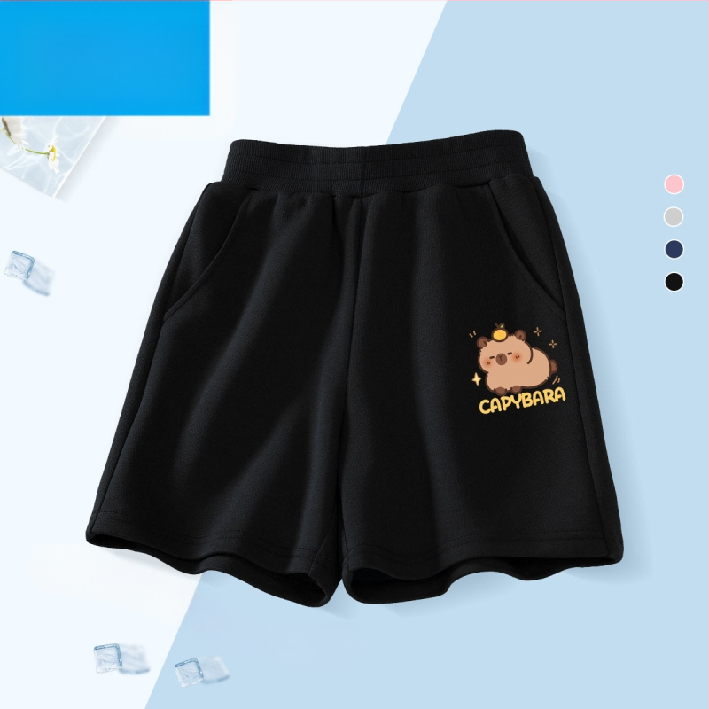 Vaikų kelių ilgio šortai - 100% medvilnė, aukštas liemuo su elastine juosta, Nezha Ao Bing raštas, vaikams nuo 8 metų