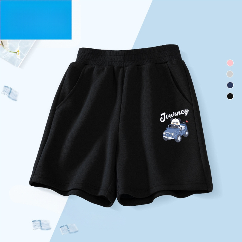 Vaikų kelių ilgio šortai - 100% medvilnė, aukštas liemuo su elastine juosta, Nezha Ao Bing raštas, vaikams nuo 8 metų