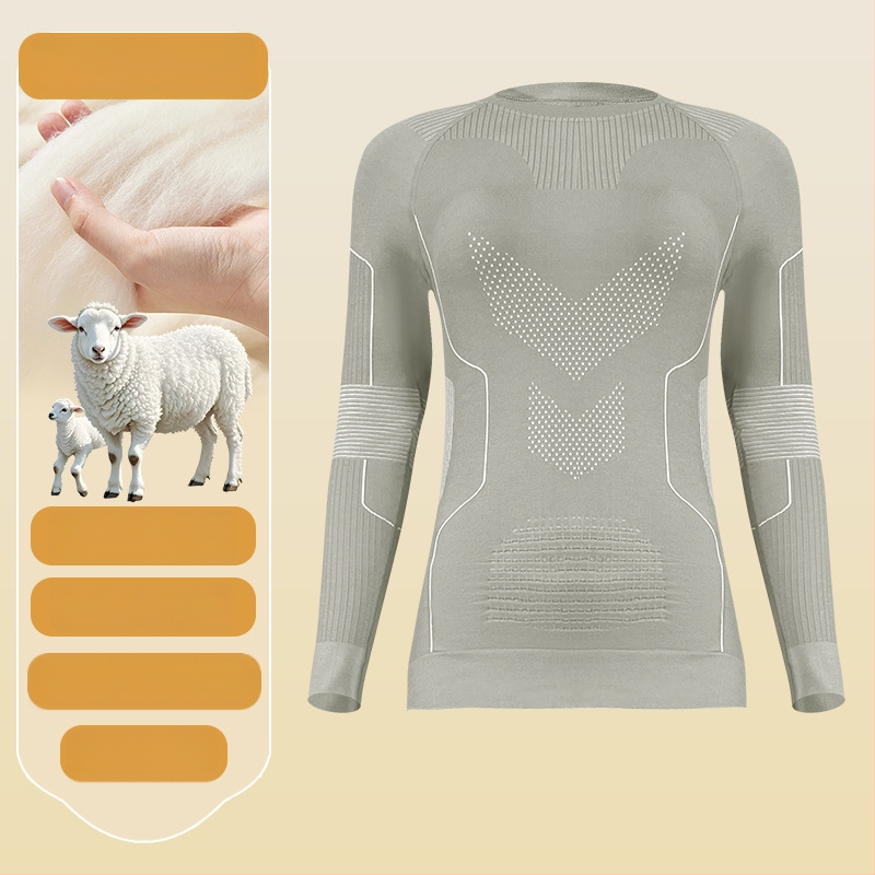 Unisex greitai džiūstantis kombinezonas iš avies vilnos su dryžiu raštu, skirtas lauko žygiams ir slidinėjimui, drėgmės šalinimas, žiemos- pavasario- rudens sezonams