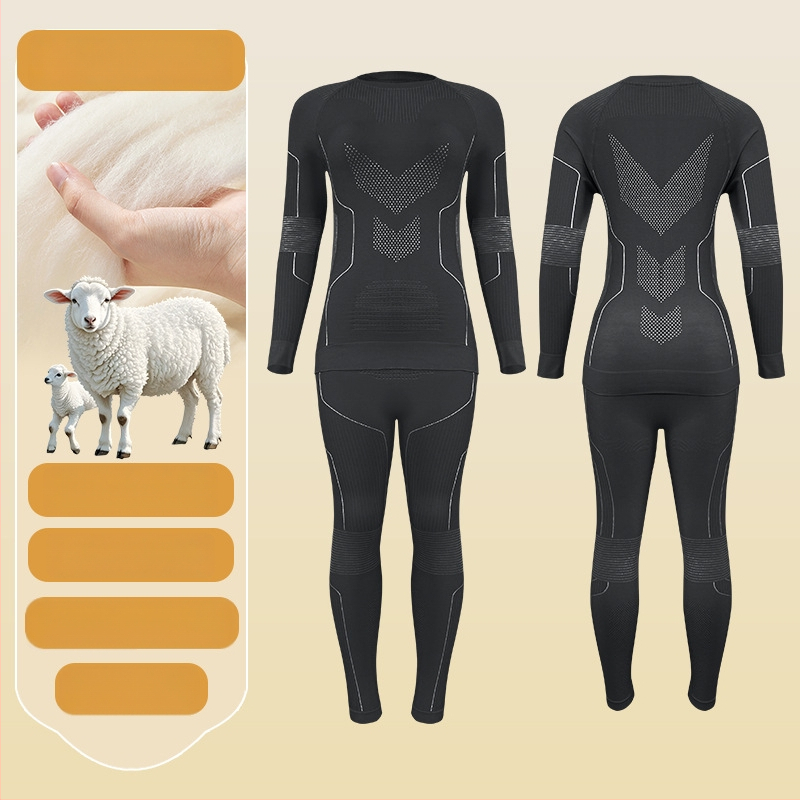 Unisex greitai džiūstantis kombinezonas iš avies vilnos su dryžiu raštu, skirtas lauko žygiams ir slidinėjimui, drėgmės šalinimas, žiemos- pavasario- rudens sezonams