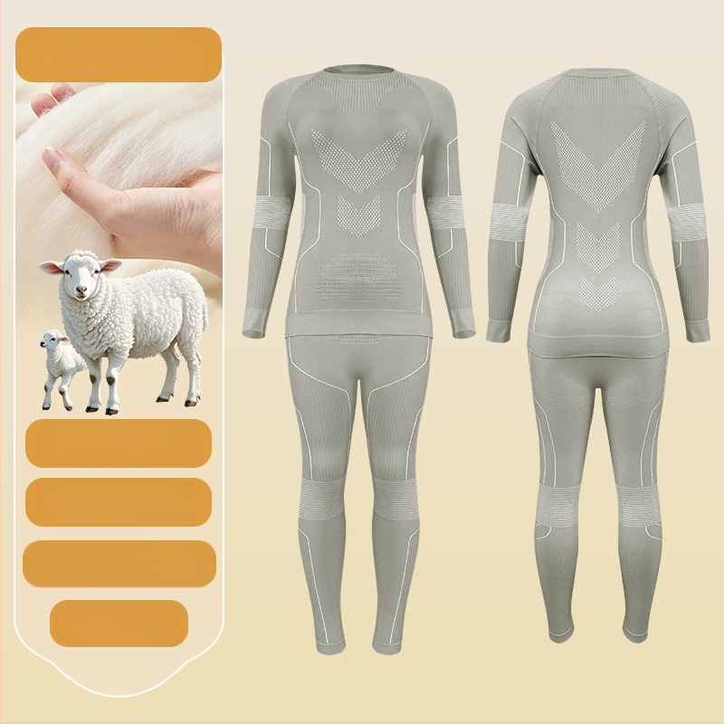 Unisex greitai džiūstantis kombinezonas iš avies vilnos su dryžiu raštu, skirtas lauko žygiams ir slidinėjimui, drėgmės šalinimas, žiemos- pavasario- rudens sezonams