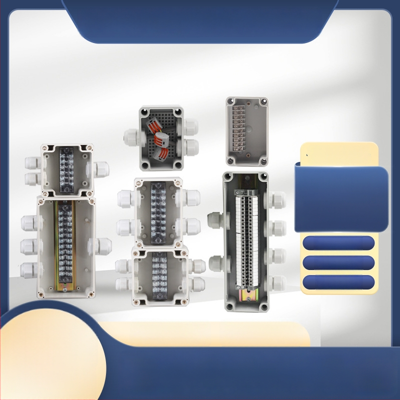 Plastikust välistingimustes kasutatav veekindel ühenduskast terminaliga, kabelite läbiviimiseks, montaaži kinnitustega, ABS