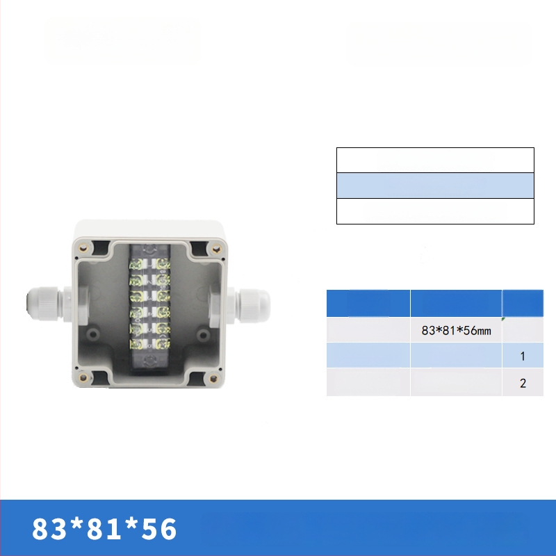 Plastikust välistingimustes kasutatav veekindel ühenduskast terminaliga, kabelite läbiviimiseks, montaaži kinnitustega, ABS