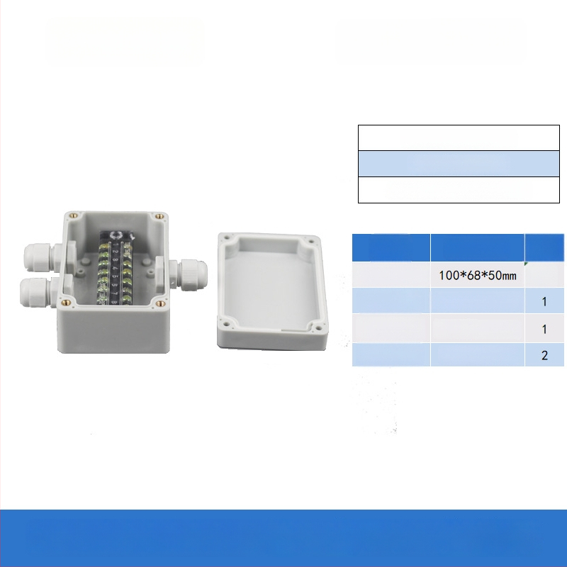 Plastikust välistingimustes kasutatav veekindel ühenduskast terminaliga, kabelite läbiviimiseks, montaaži kinnitustega, ABS