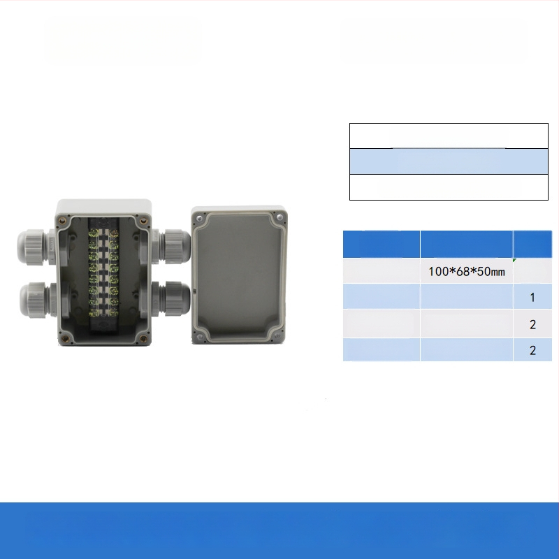Plastikust välistingimustes kasutatav veekindel ühenduskast terminaliga, kabelite läbiviimiseks, montaaži kinnitustega, ABS