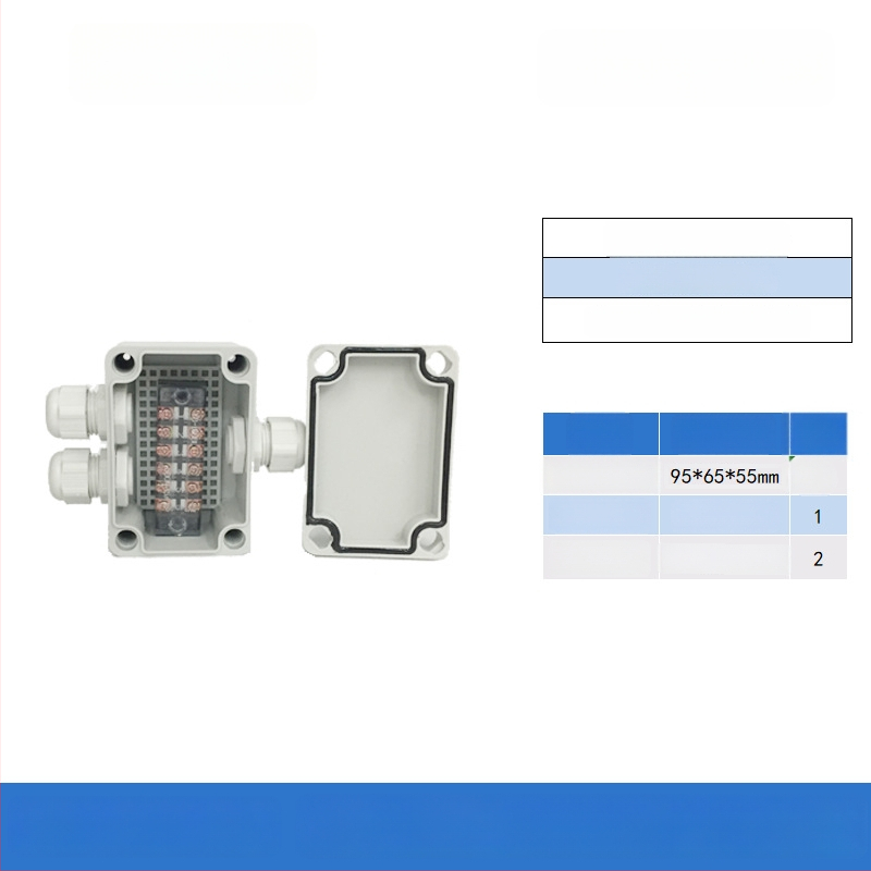 Plastikust välistingimustes kasutatav veekindel ühenduskast terminaliga, kabelite läbiviimiseks, montaaži kinnitustega, ABS