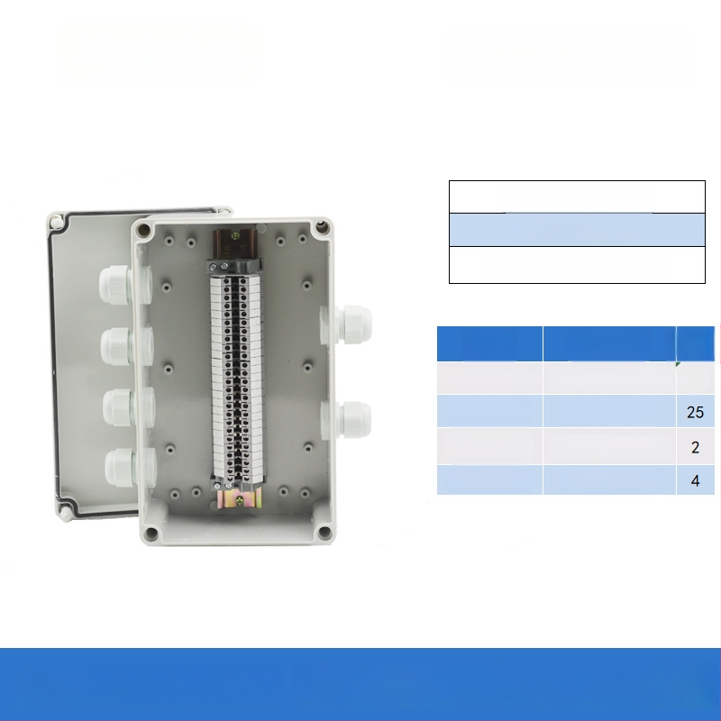 Plastikust välistingimustes kasutatav veekindel ühenduskast terminaliga, kabelite läbiviimiseks, montaaži kinnitustega, ABS