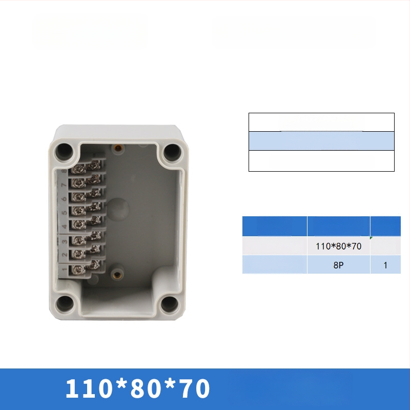 Plastikust välistingimustes kasutatav veekindel ühenduskast terminaliga, kabelite läbiviimiseks, montaaži kinnitustega, ABS