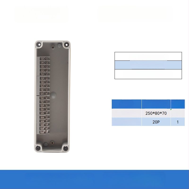 Plastikust välistingimustes kasutatav veekindel ühenduskast terminaliga, kabelite läbiviimiseks, montaaži kinnitustega, ABS
