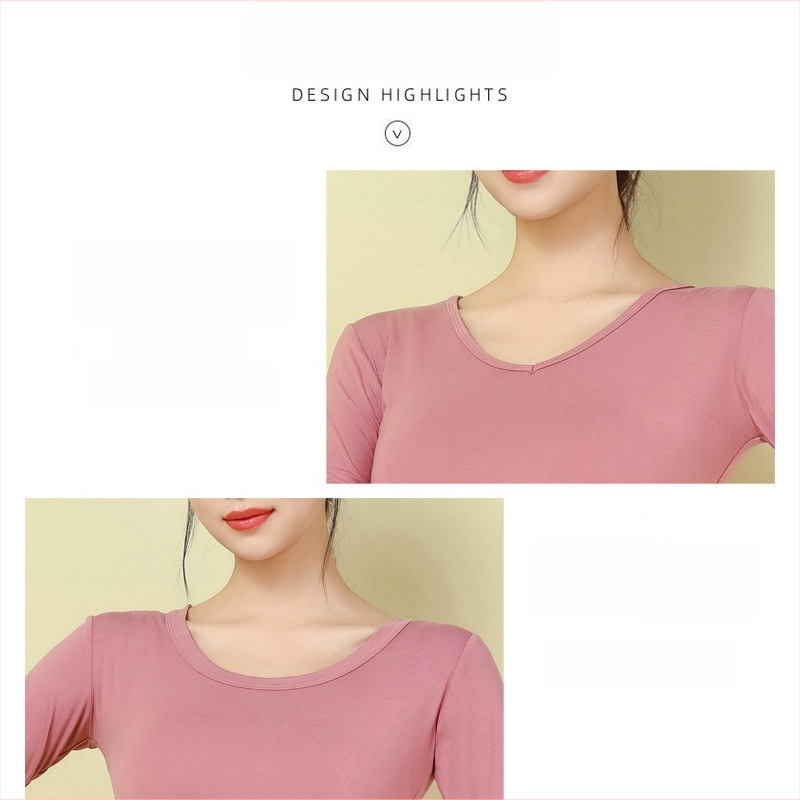 Moterų šiuolaikinio šokio topas – ilgomis rankovėmis, siauras kirpimas, modalinis audinys 95%