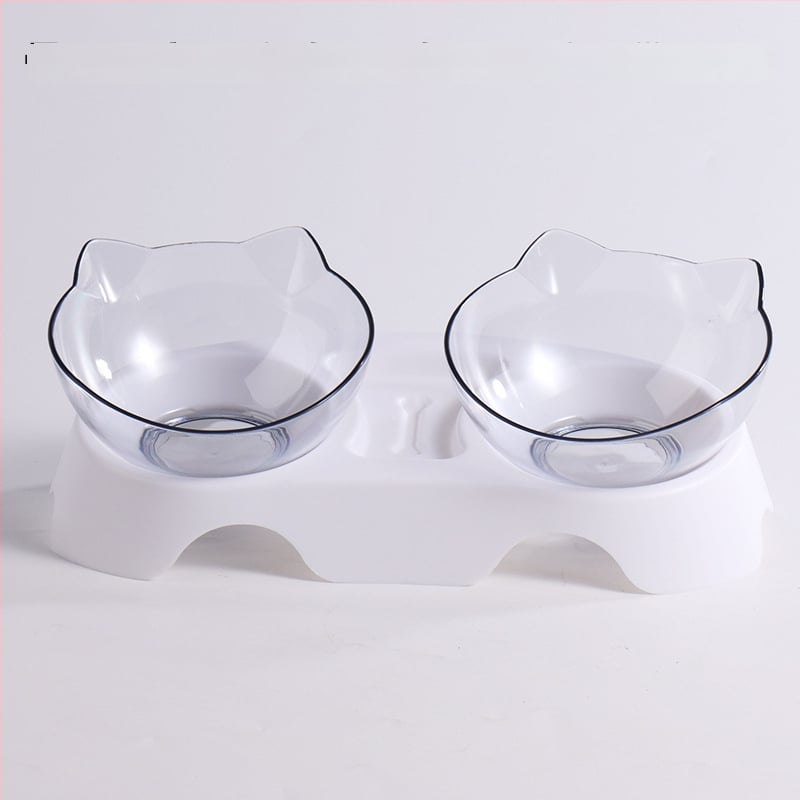 Luu kujuline kahekordne kauss lemmikloomadele, automaatne joomine ja toitumine, kaela kaitse, kaldu suu, plastik kauss