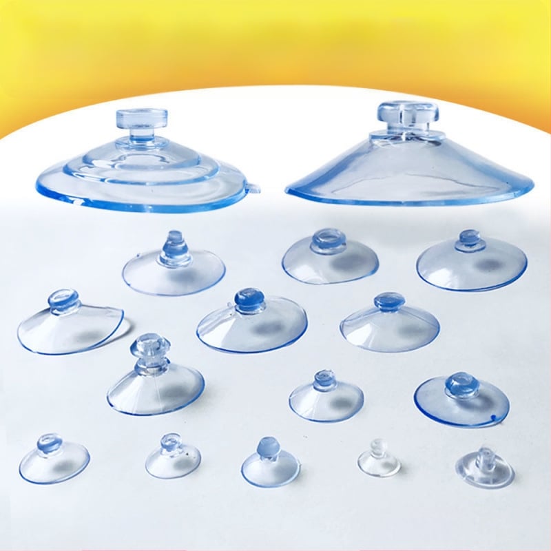 PVC siurbiamas kabliukas automobilio numerio plokštei su grybo galvute, skaidrus, kelių eilių kabliukų dizainas, maksimali apkrova 0–1 kg