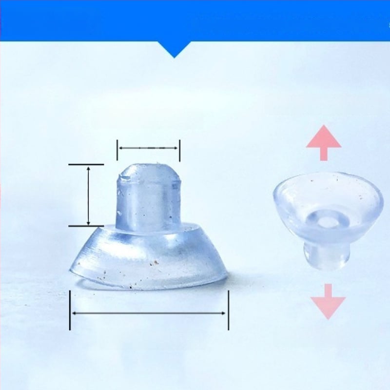 PVC siurbiamas kabliukas automobilio numerio plokštei su grybo galvute, skaidrus, kelių eilių kabliukų dizainas, maksimali apkrova 0–1 kg