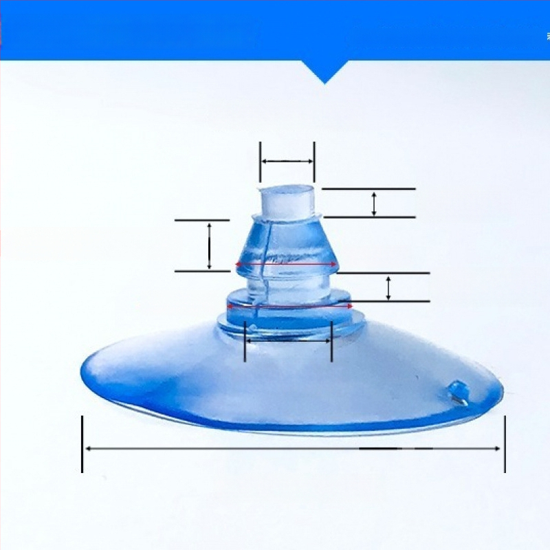 PVC siurbiamas kabliukas automobilio numerio plokštei su grybo galvute, skaidrus, kelių eilių kabliukų dizainas, maksimali apkrova 0–1 kg